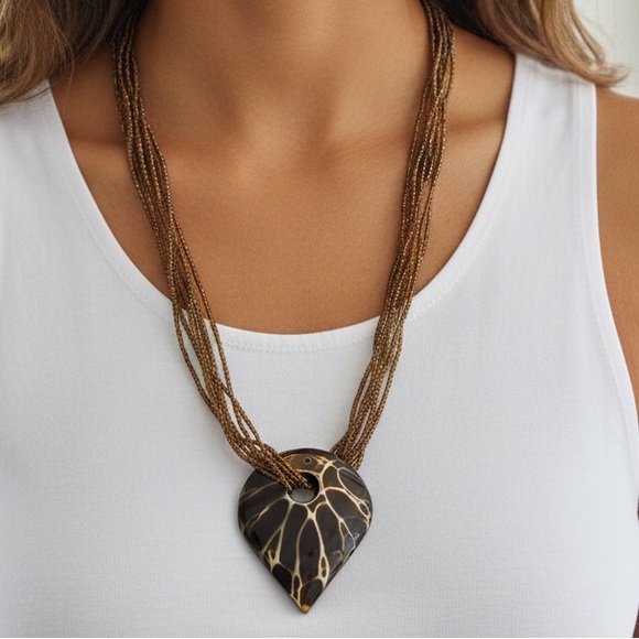 Brown Beaded Shell Necklace